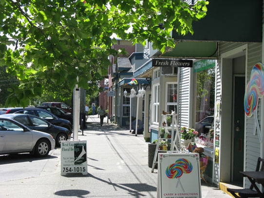 Photo of a Nanaimo street filled with shops